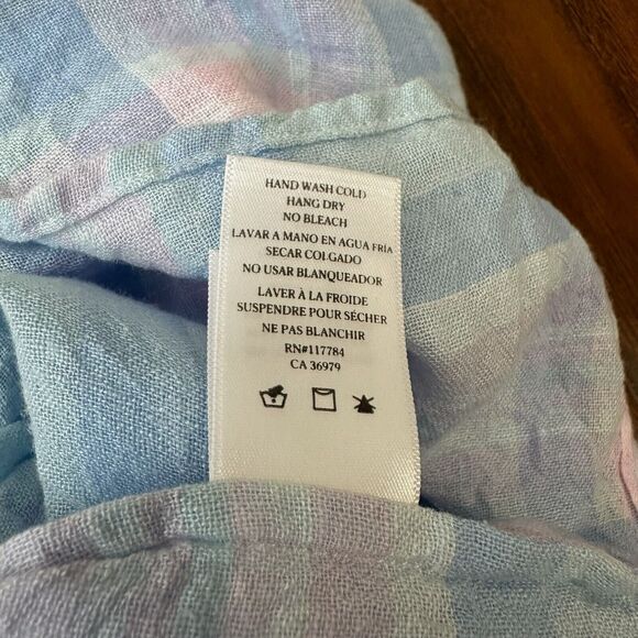 RAILS Whitney Check Short-Sleeve Button-Down Shirt in Aqua Pink Blue - Picture 10 of 11